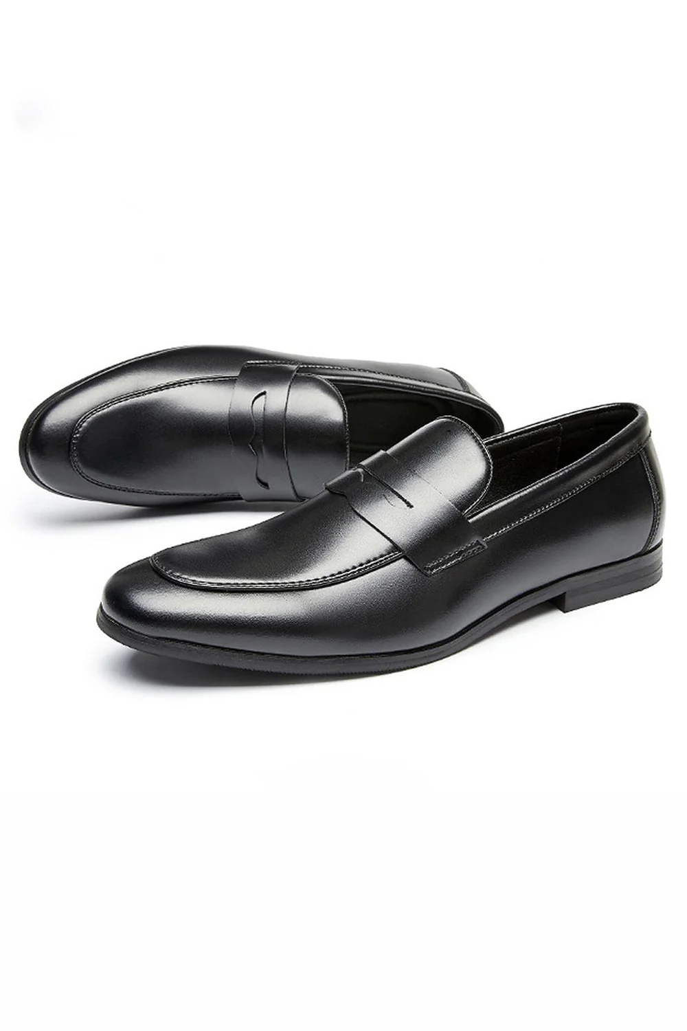 Chaussures de fête en cuir marron à enfiler pour hommes - Image 8