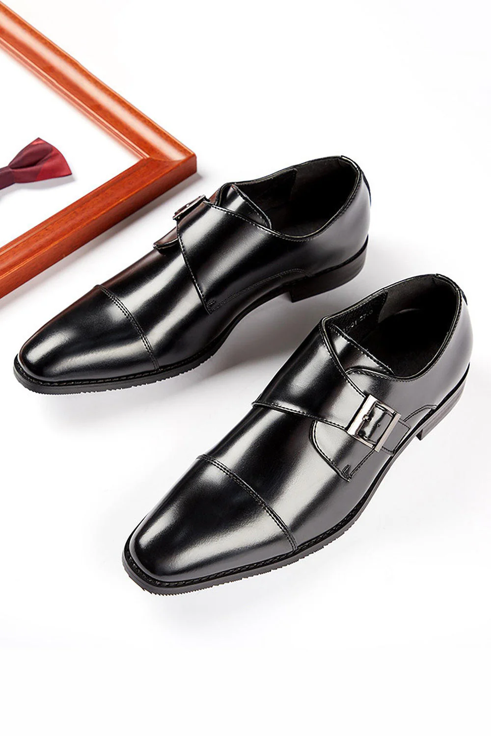 Chaussures de fête en cuir marron à enfiler pour hommes - Image 7