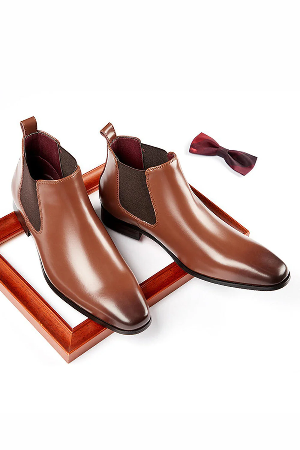 Chaussures de fête noires en cuir slip-on pour hommes - Image 9