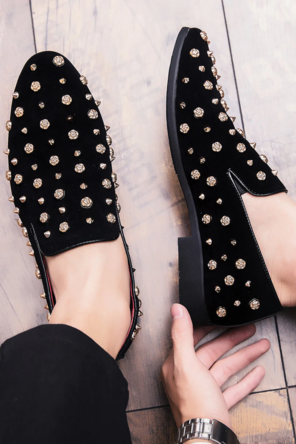 Chaussures décontractées en cuir pour hommes avec clous - Image 5