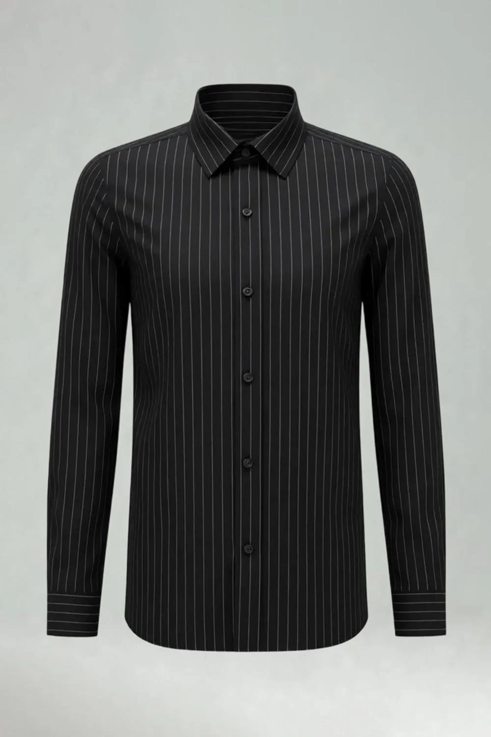 Chemise blanche à manches longues à rayures fines fines pour hommes - Image 10