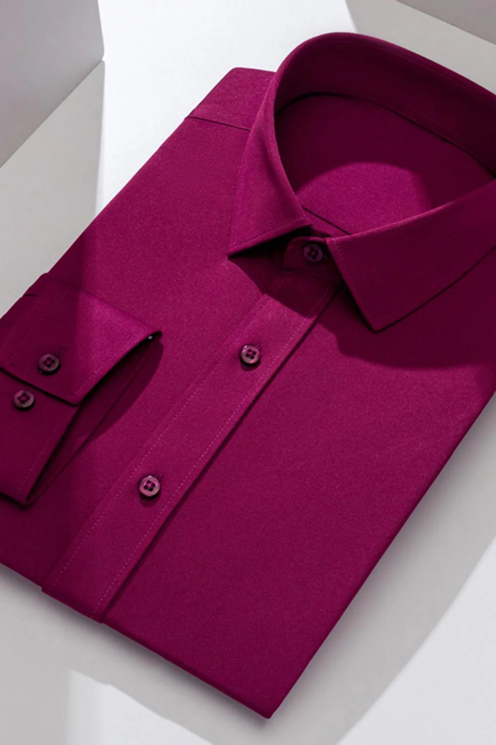 Chemise blanche classique à col pointu solide Combinaison slim Cut pour hommes - Image 13