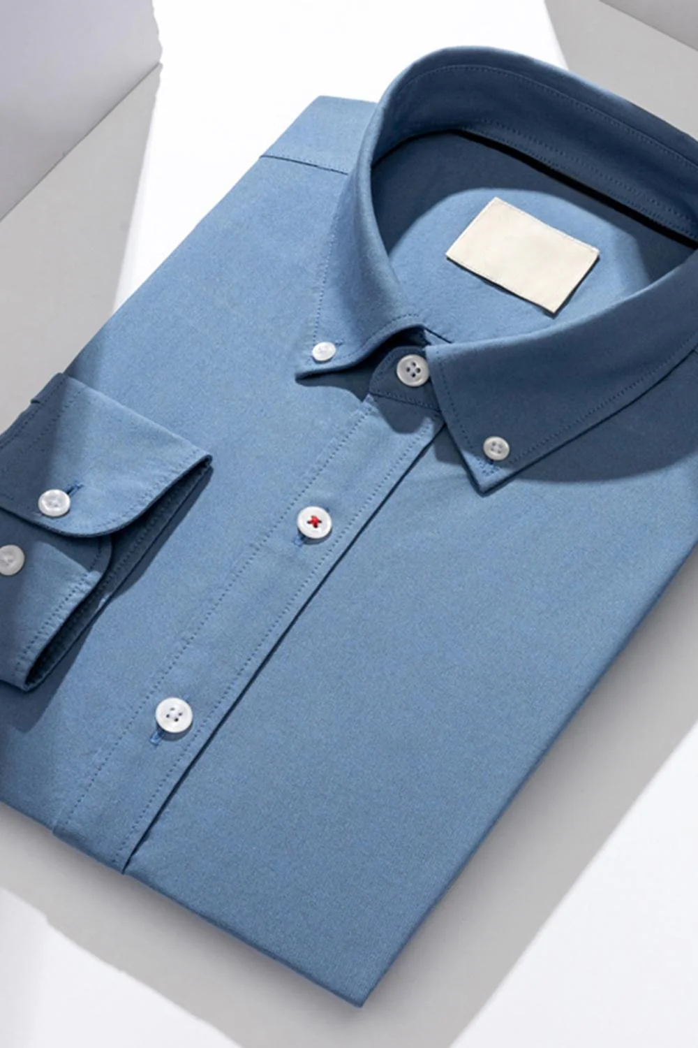 Chemise d’homme unie à manches longues bleu-gris slim fit - Image 3