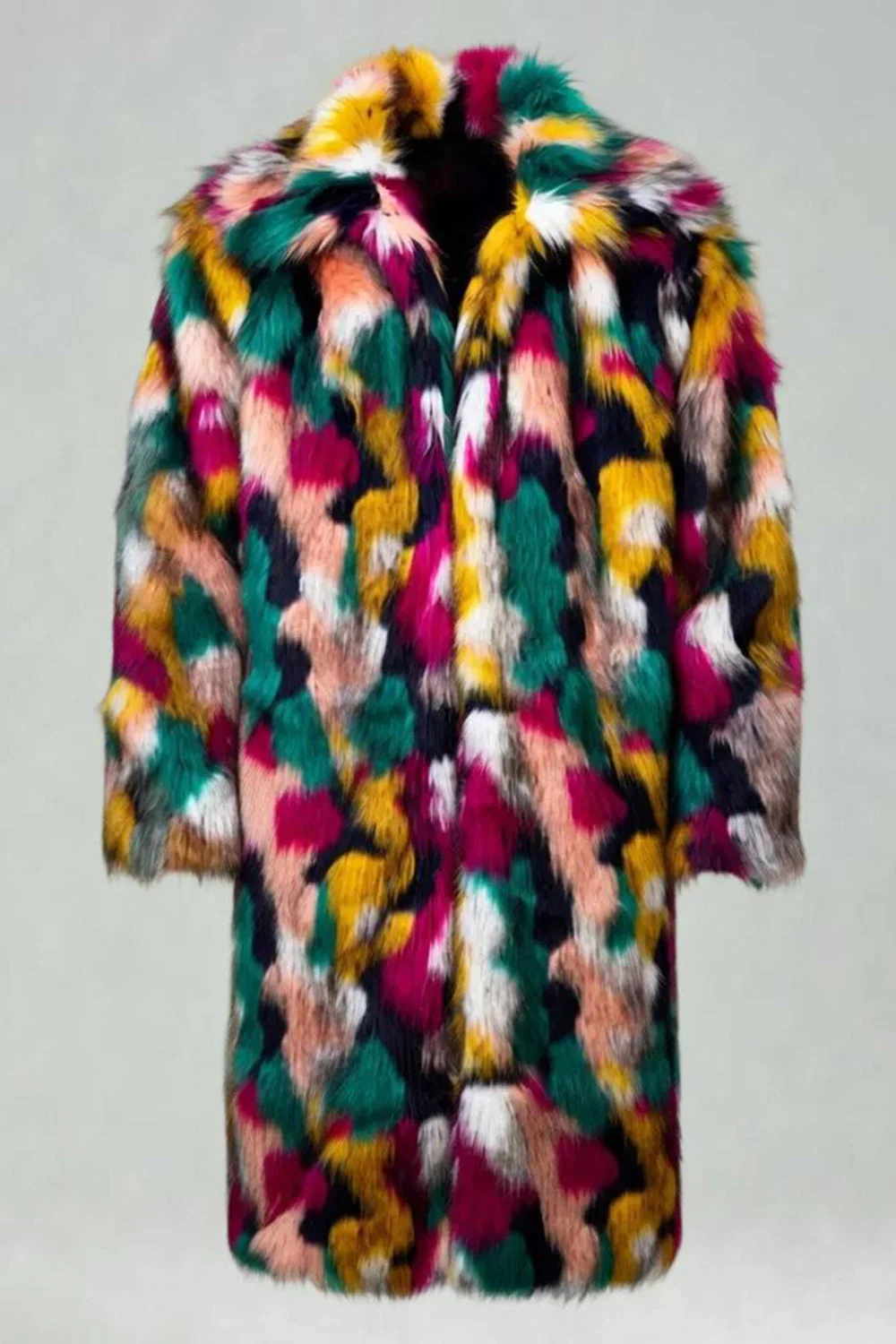 Col châle en fausse fourrure épais Manteau d’hiver coloré pour hommes - Image 4