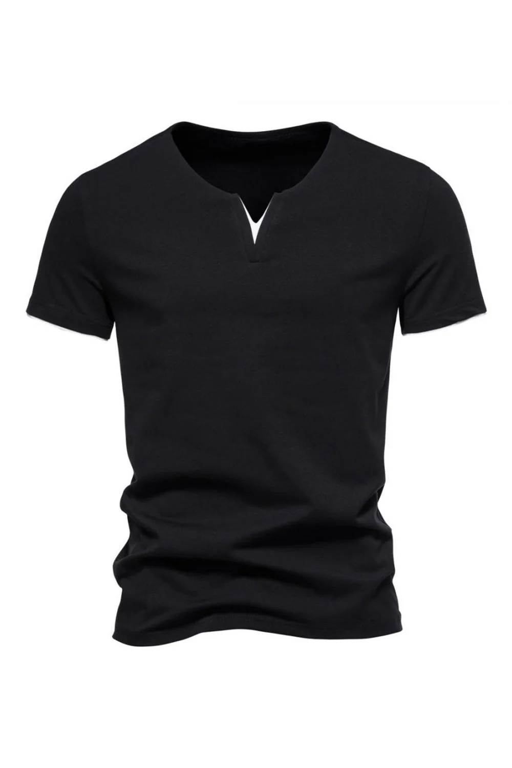 Col V noir manches courtes Tops d’été pour hommes