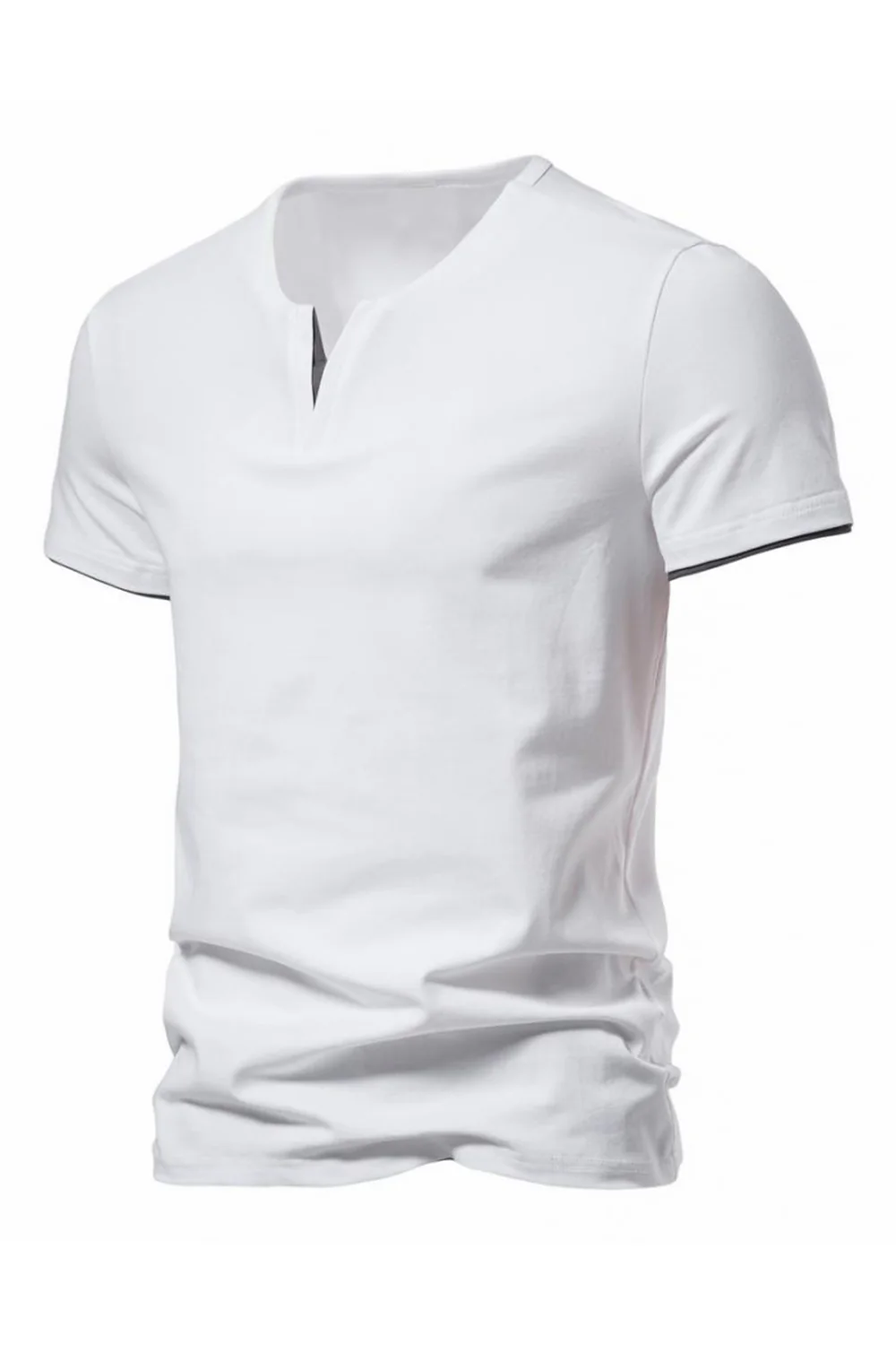 Col V noir manches courtes Tops d’été pour hommes - Image 11