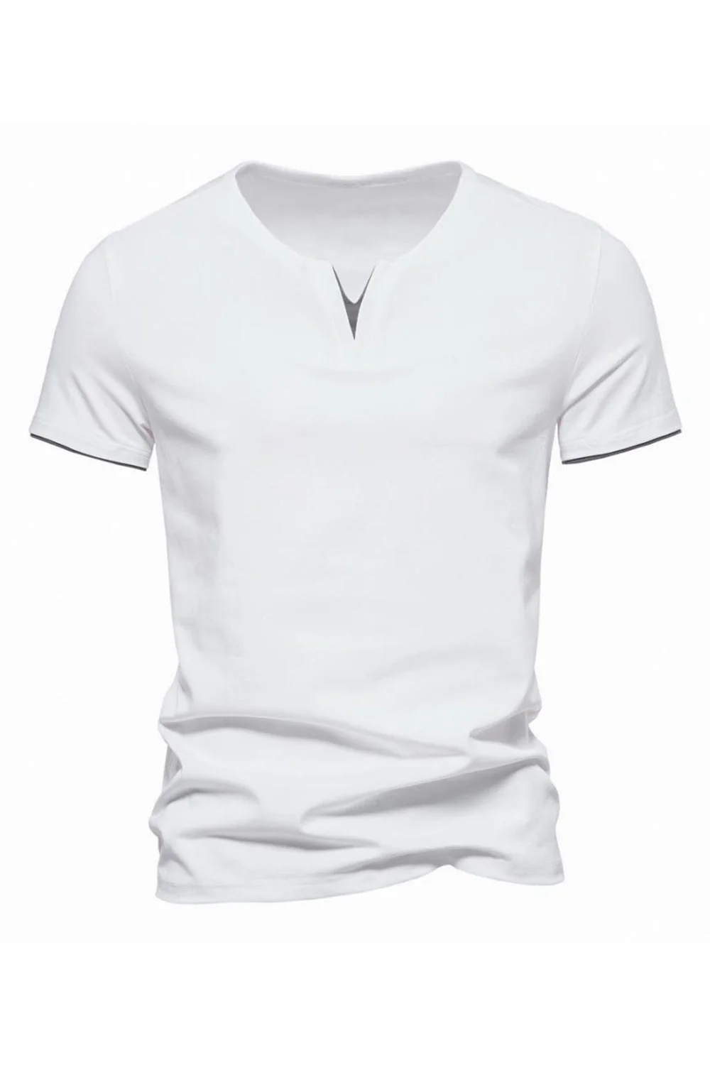 Col V noir manches courtes Tops d’été pour hommes - Image 9