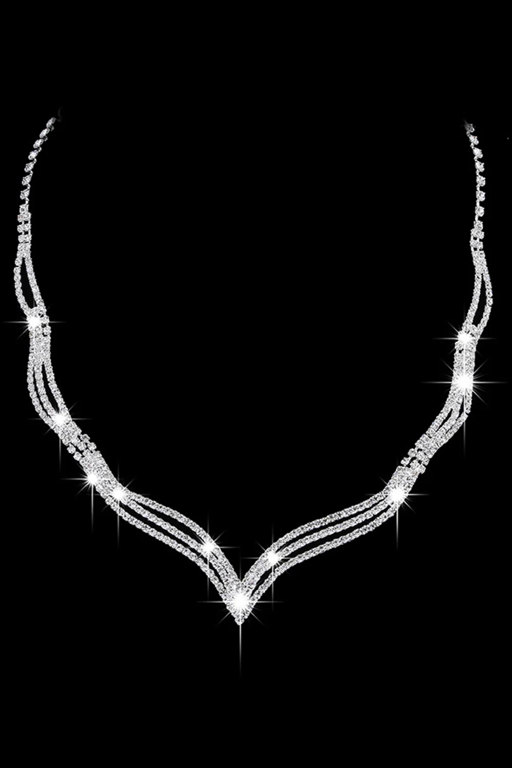 Collier en cristal d’argent Boucles d’oreilles Ensemble de bijoux - Image 2