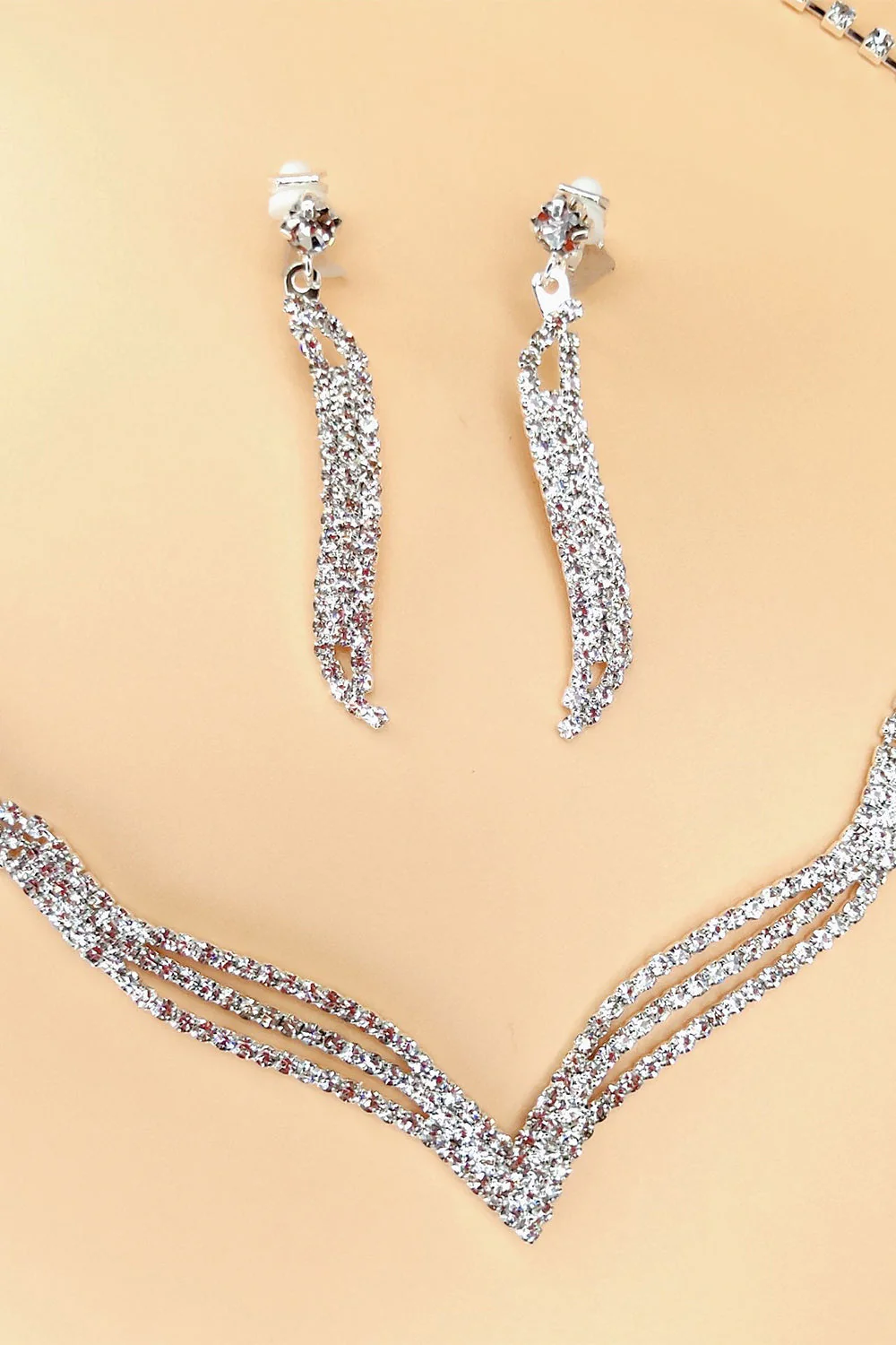Collier en cristal d’argent Boucles d’oreilles Ensemble de bijoux - Image 4