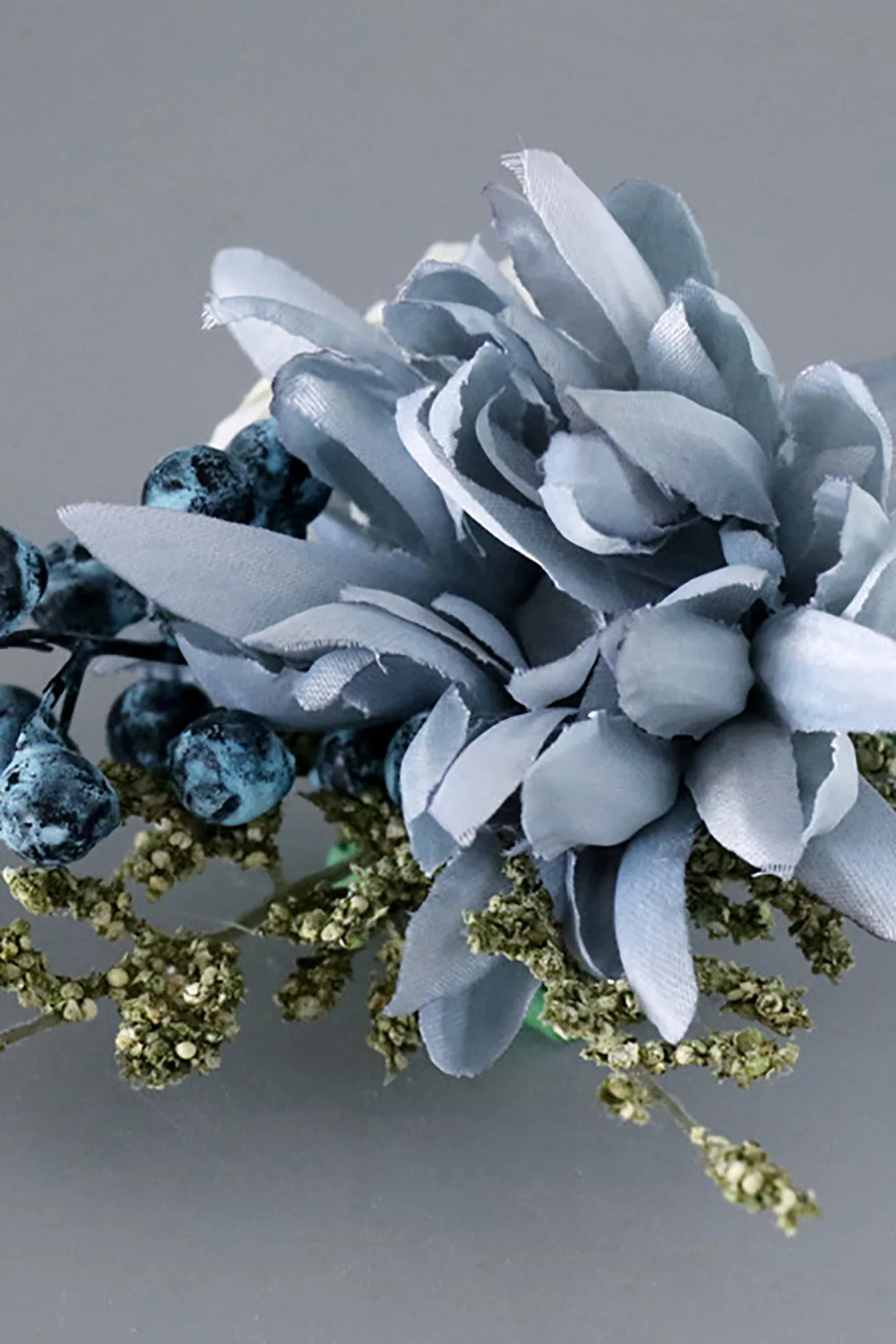 Corsage de poignet bleu gris et hommes boutonnière ensemble pour la fête de mariage de bal - Image 5
