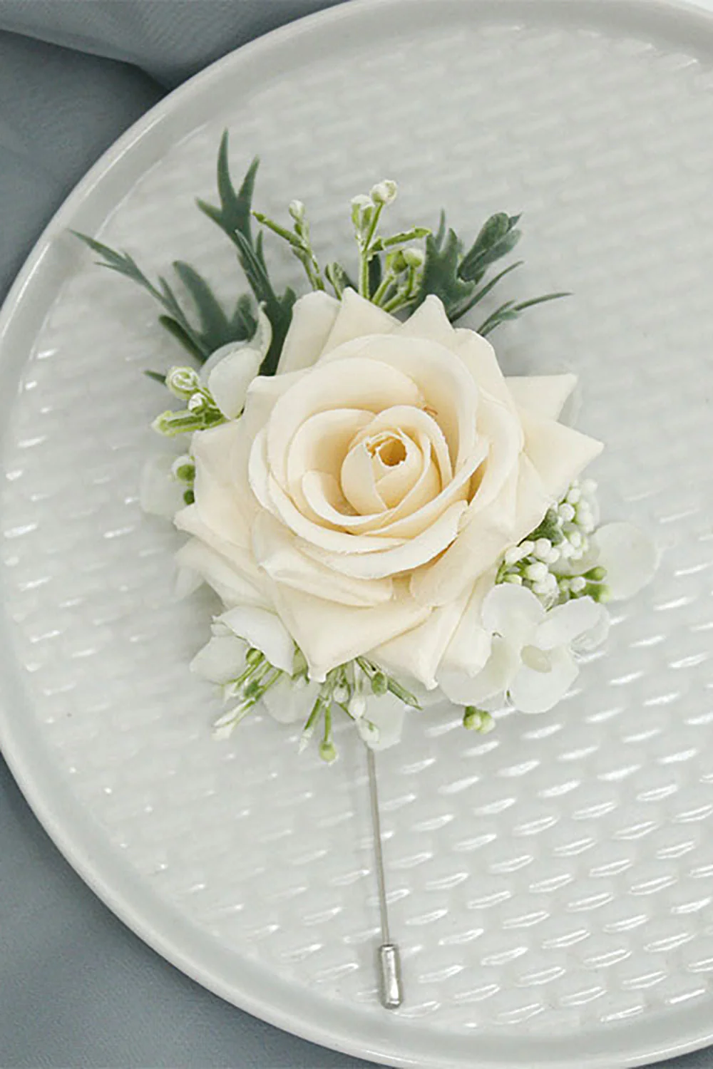 Corsage de poignet Ivoire et hommes boutonnière ensemble pour bal de fin d’année - Image 2