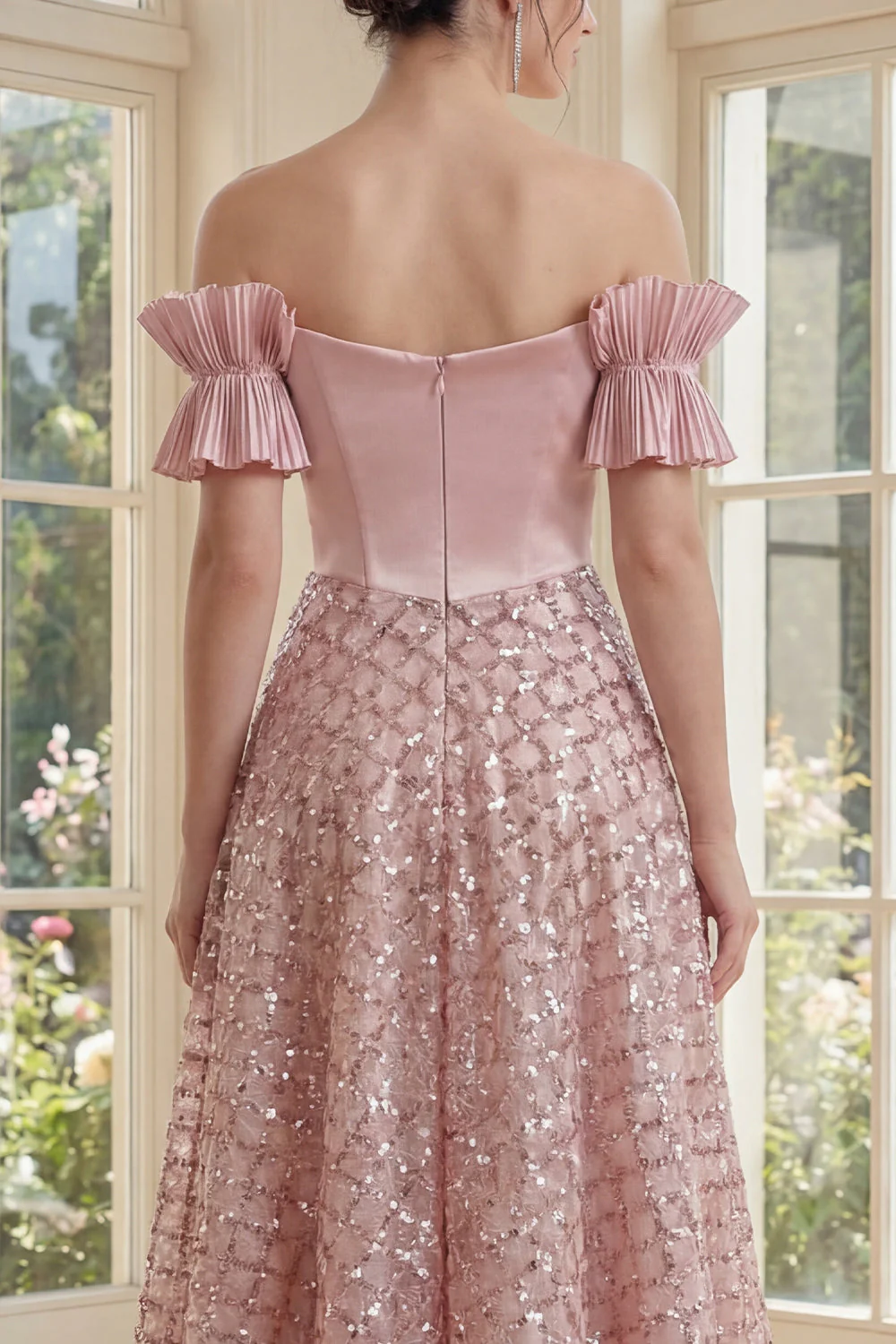 Corset à blush découvert Une robe Midi Line avec un nœud - Image 4