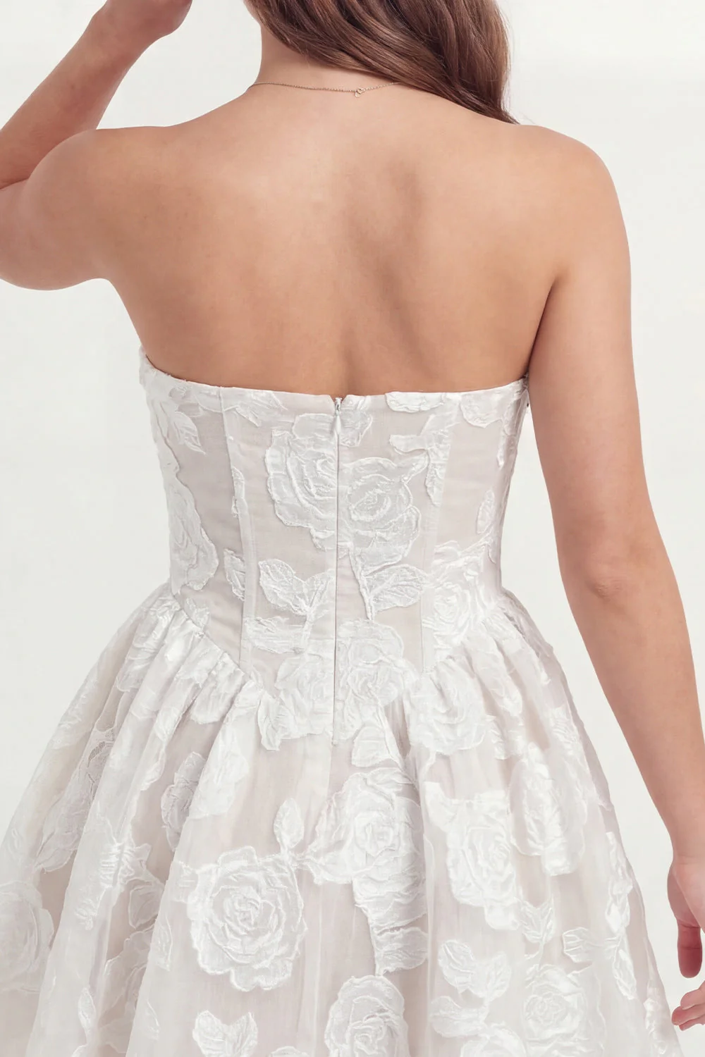 Corset blanc appliqué sans bustier A Line Mini robe - Image 3