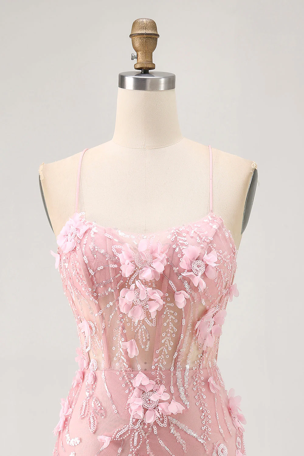 Corset bleu Paillettes Floral Moulante Robe de cocktail - Image 12