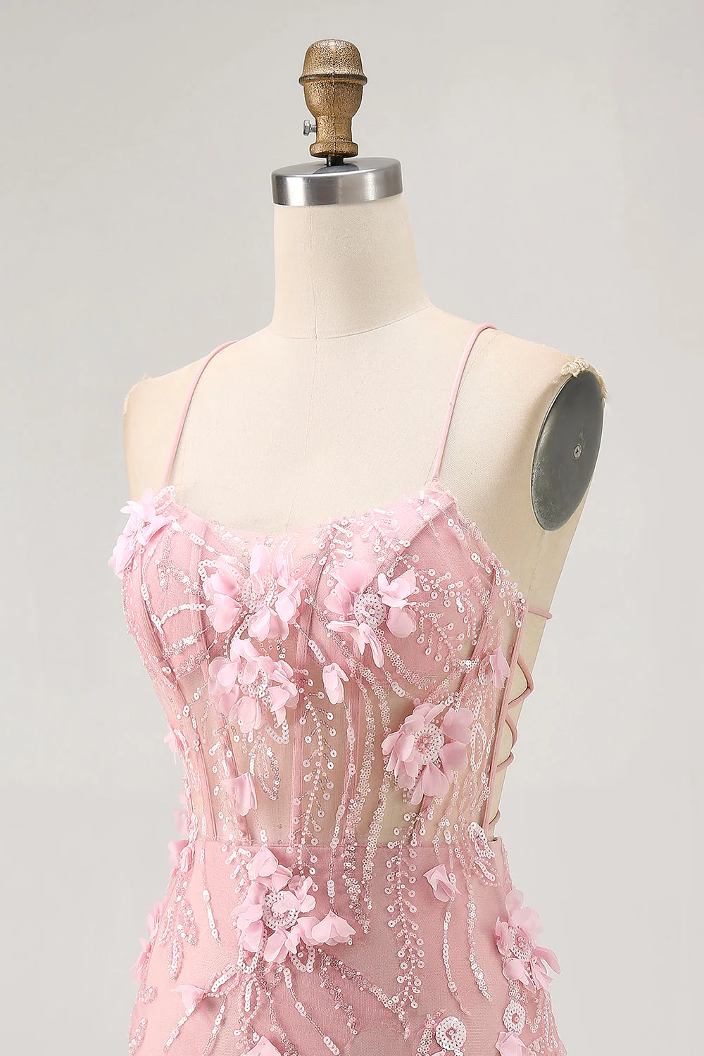 Corset bleu Paillettes Floral Moulante Robe de cocktail - Image 13
