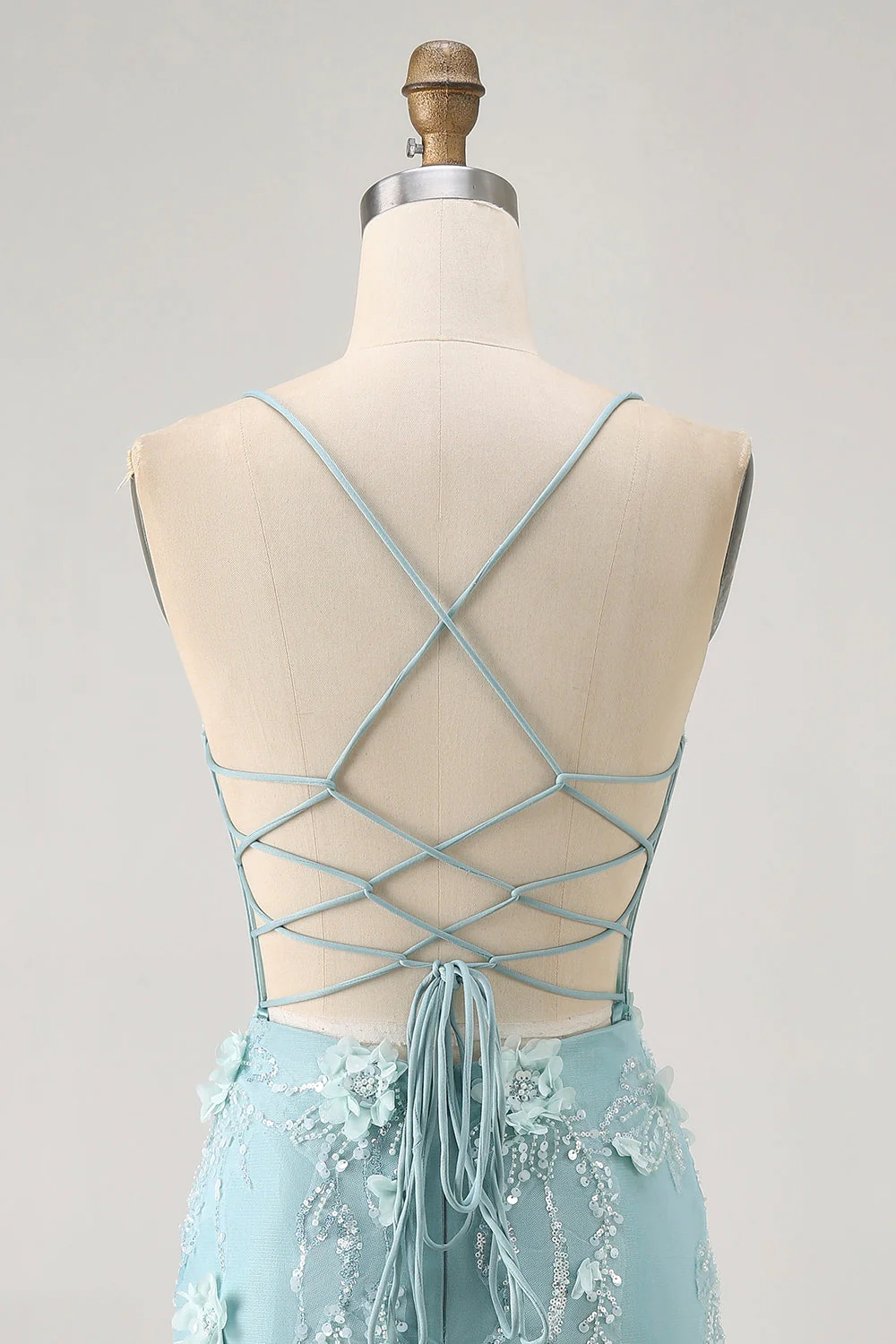 Corset bleu Paillettes Floral Moulante Robe de cocktail - Image 20