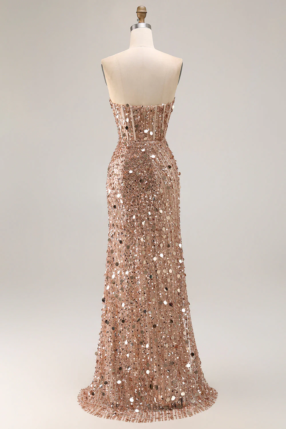 Corset buste sparkly sparkly Short Short Longue robe de bal rose avec fente - Image 17