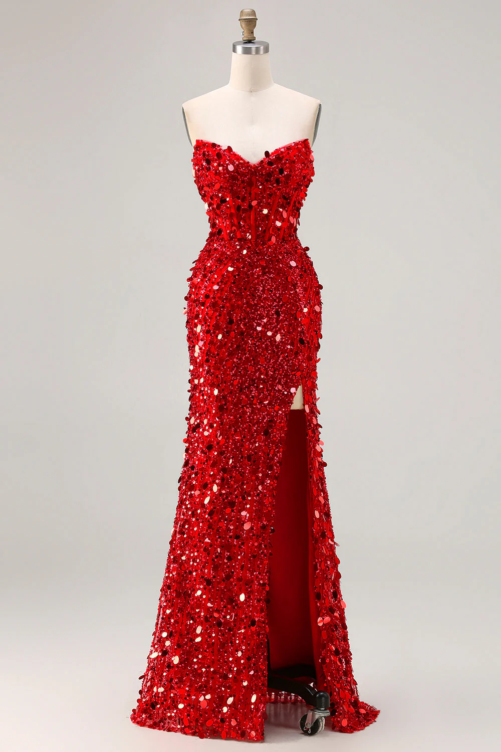 Corset buste sparkly sparkly Short Short Longue robe de bal rose avec fente - Image 7