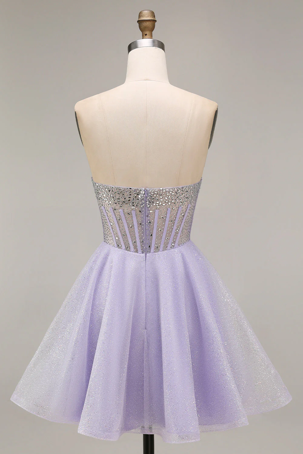 Corset court court de rentrée A Line Lilas sequins Corset Courte de rentrée avec perles - Image 2