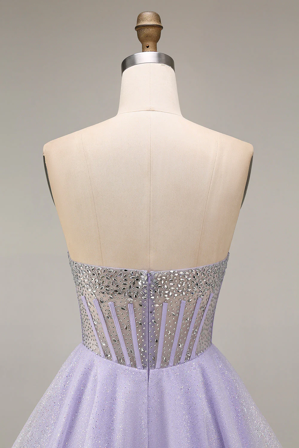 Corset court court de rentrée A Line Lilas sequins Corset Courte de rentrée avec perles - Image 7