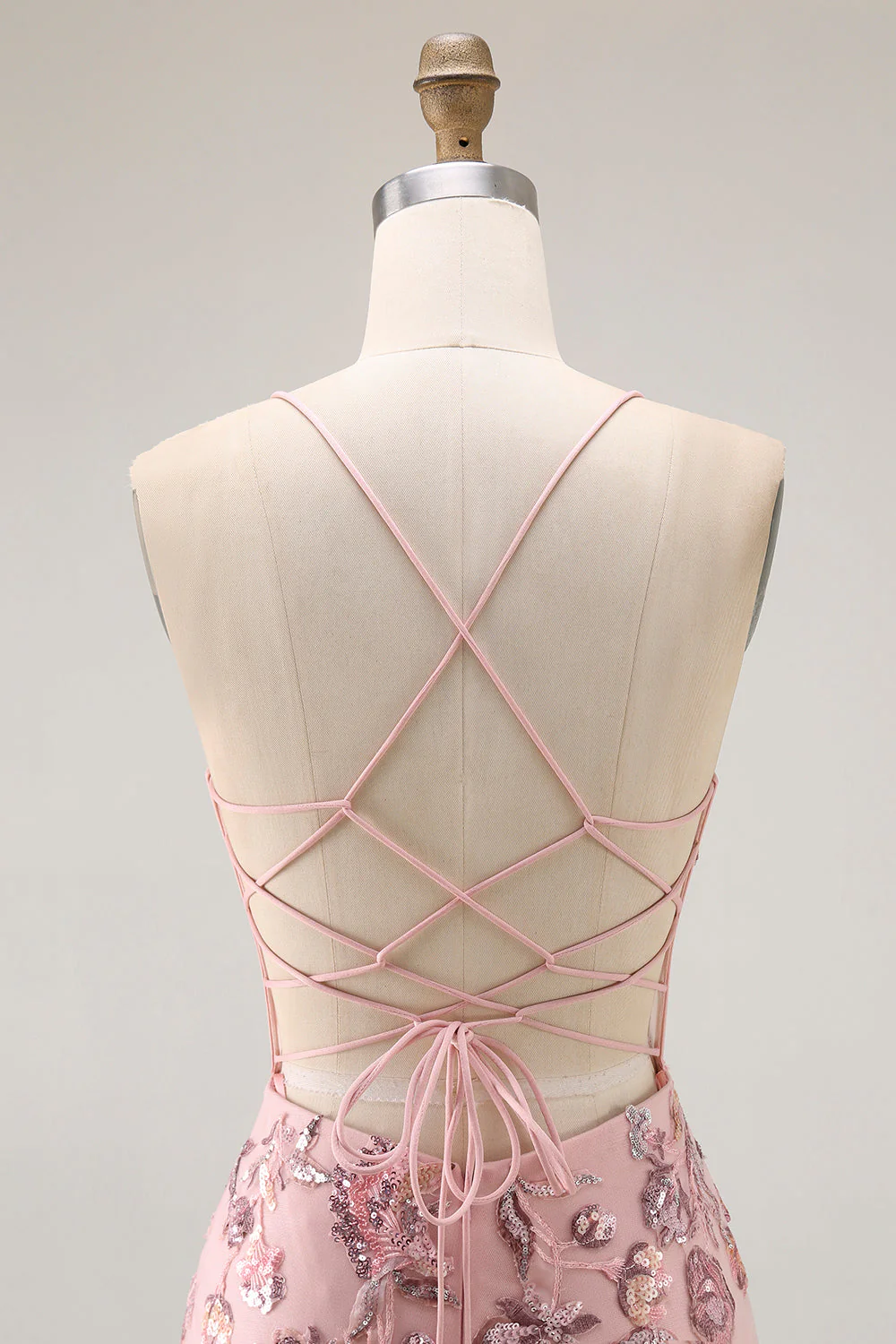 Corset de bal à boutons de sirène violette avec longues robe de bal avec perles - Image 11
