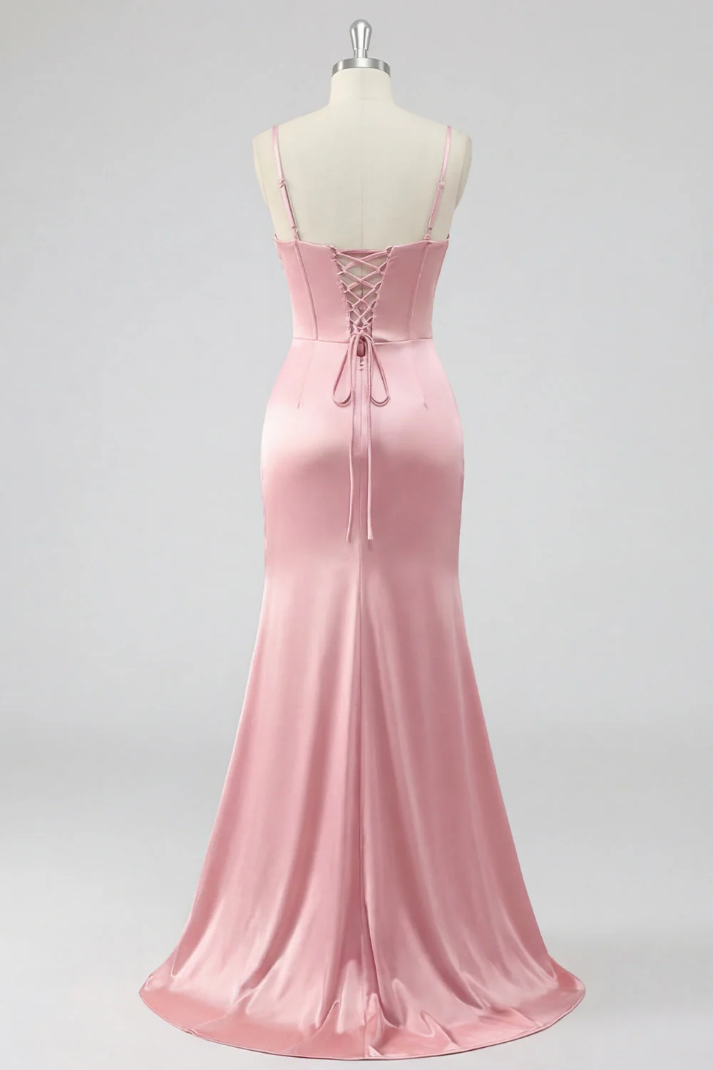 Corset de sirène à blush Dentelle plissée dans le dos, longue robe de bal avec fente - Image 6