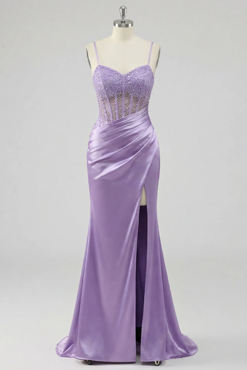 Corset fleuri violet longue robe de bal de sirène - Image 5