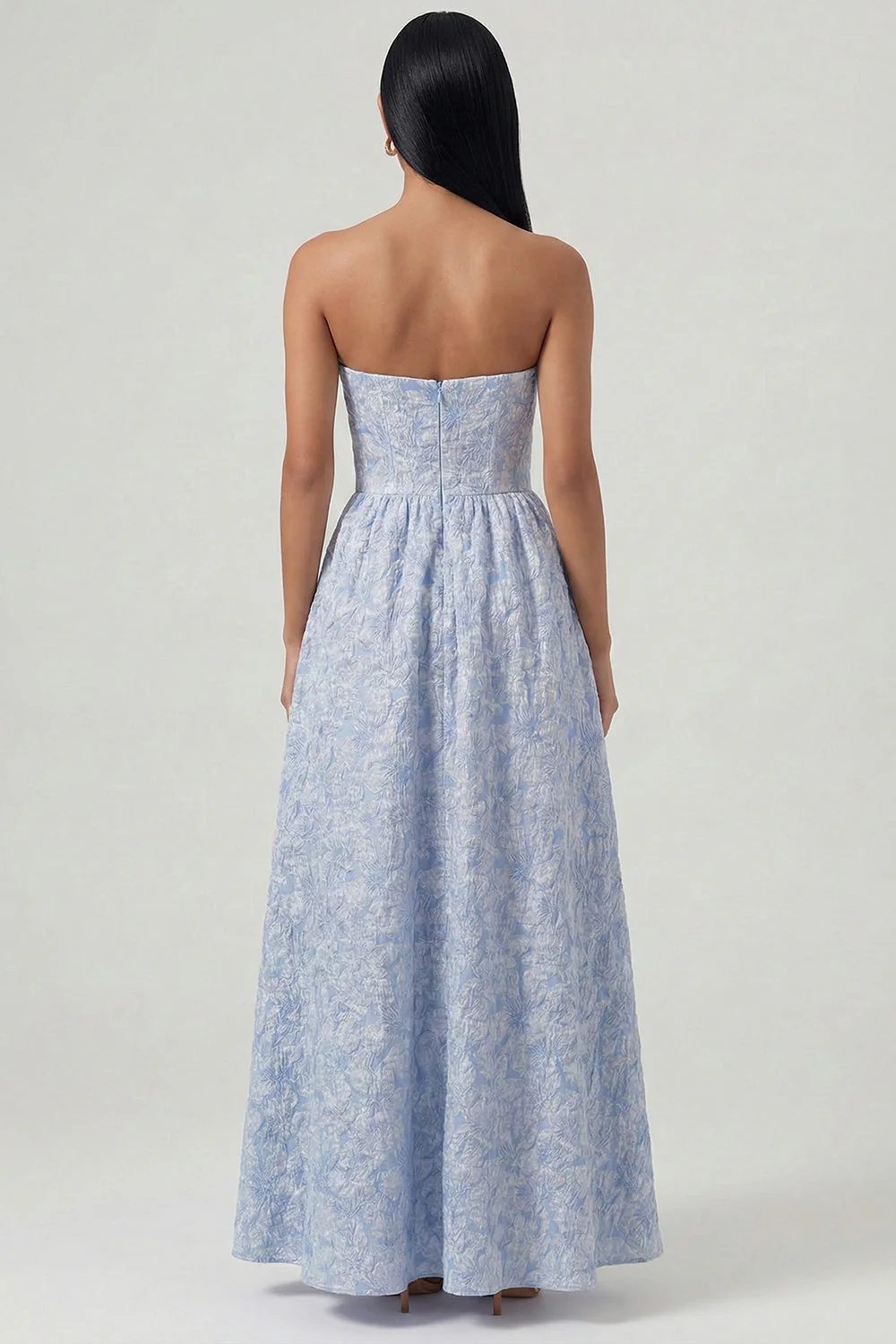 Corset Jacquard bleu bretelles A Line A Corset - Image 2