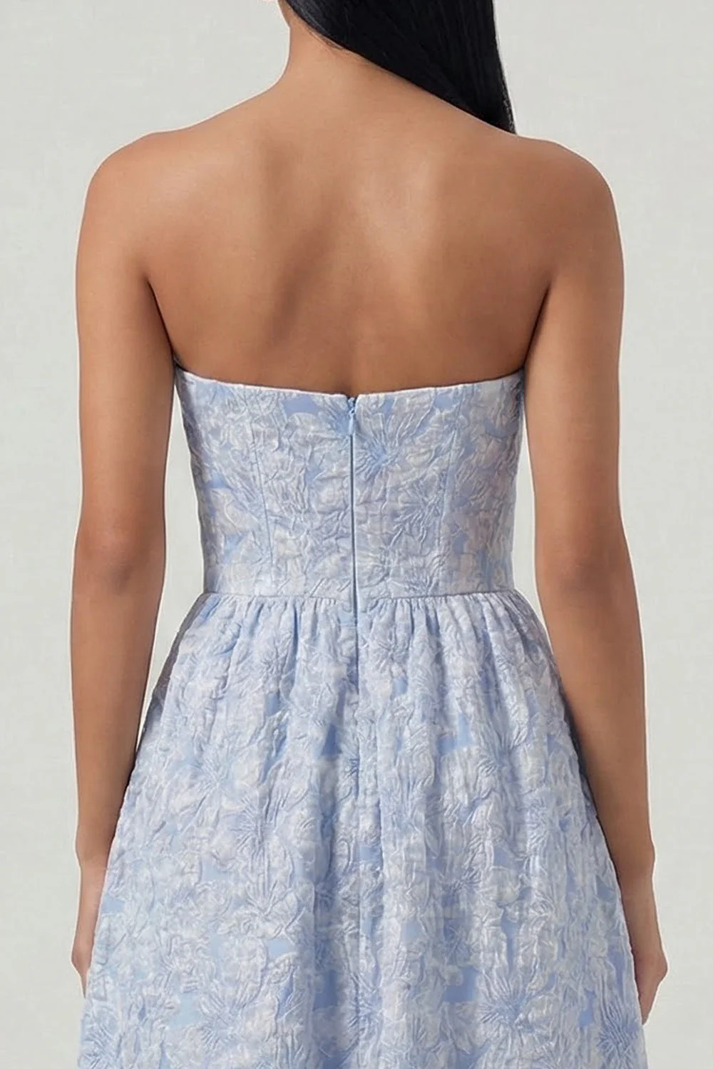 Corset Jacquard bleu bretelles A Line A Corset - Image 4