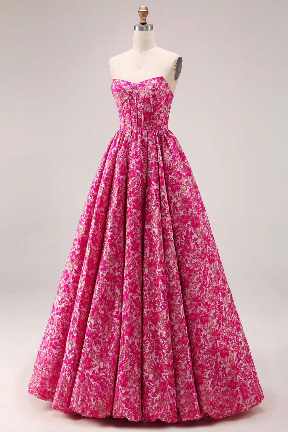 Corset Jacquard sans bretelles en fleur fluminse, robe longue de bal en ligne A - Image 3