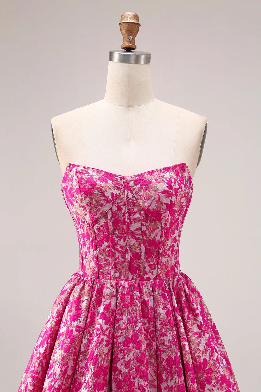 Corset Jacquard sans bretelles en fleur fluminse, robe longue de bal en ligne A - Image 4