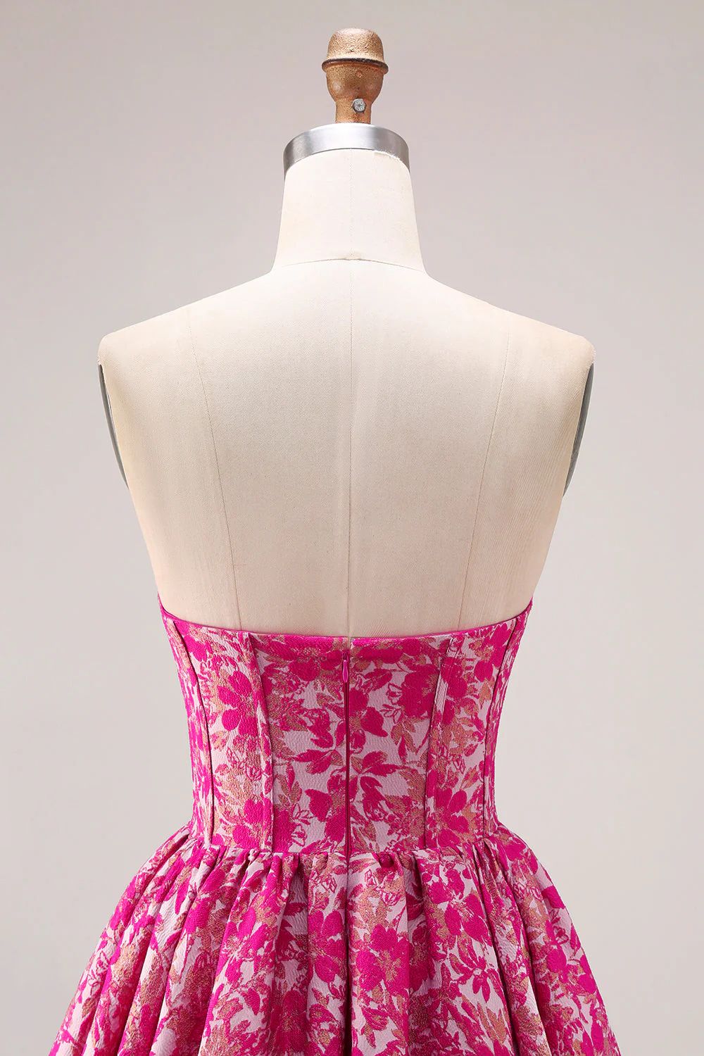 Corset Jacquard sans bretelles en fleur fluminse, robe longue de bal en ligne A - Image 5