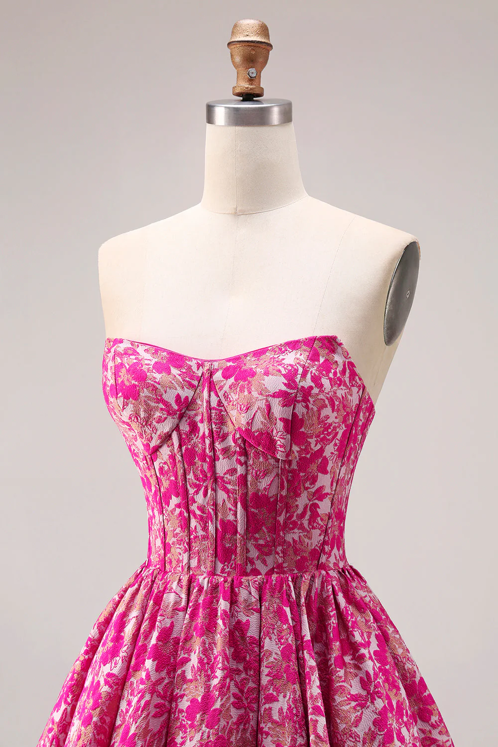 Corset Jacquard sans bretelles en fleur fluminse, robe longue de bal en ligne A - Image 6