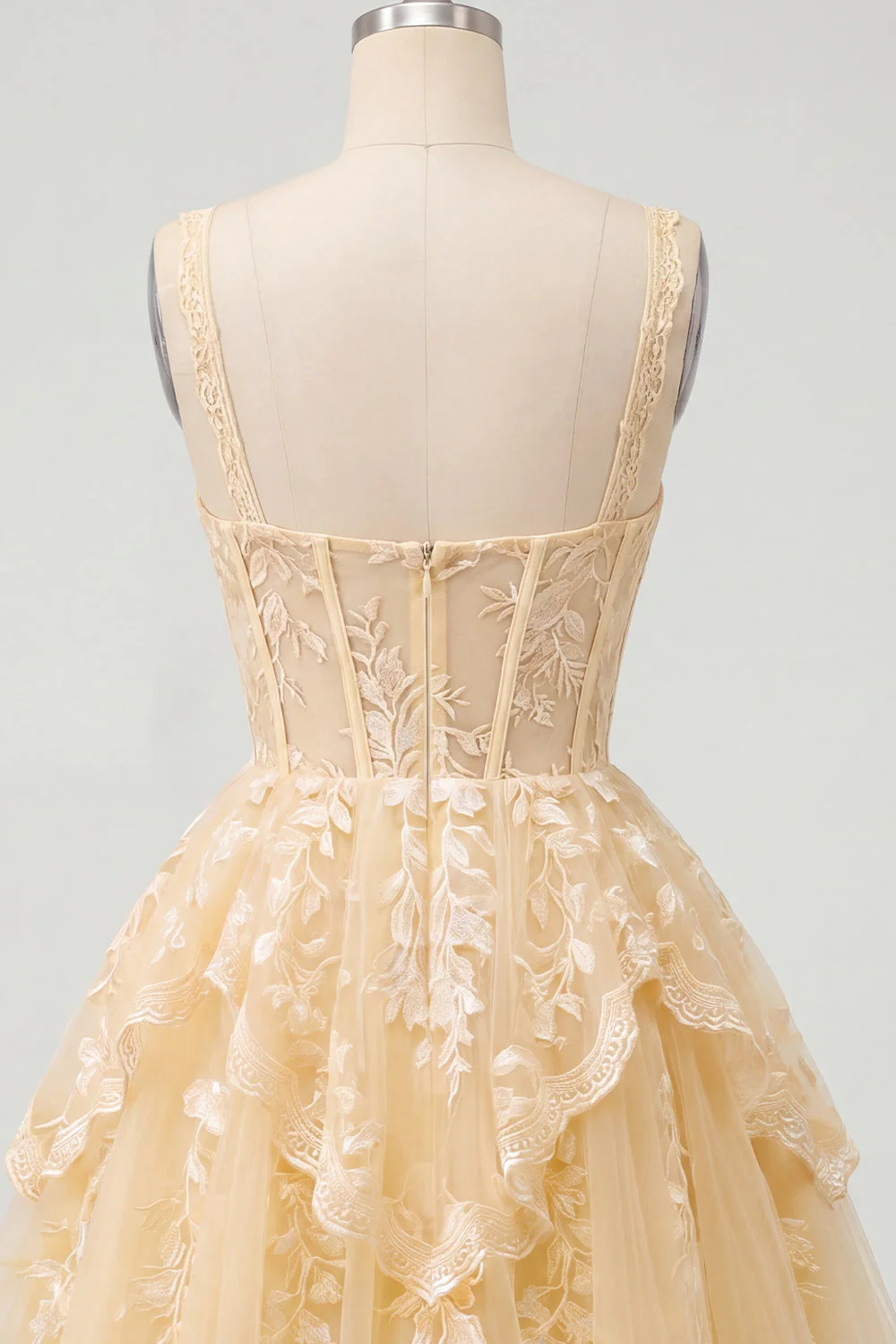 Corset jaune beurre à col en V Ligne A-ligne robe florale de retour à la maison - Image 8