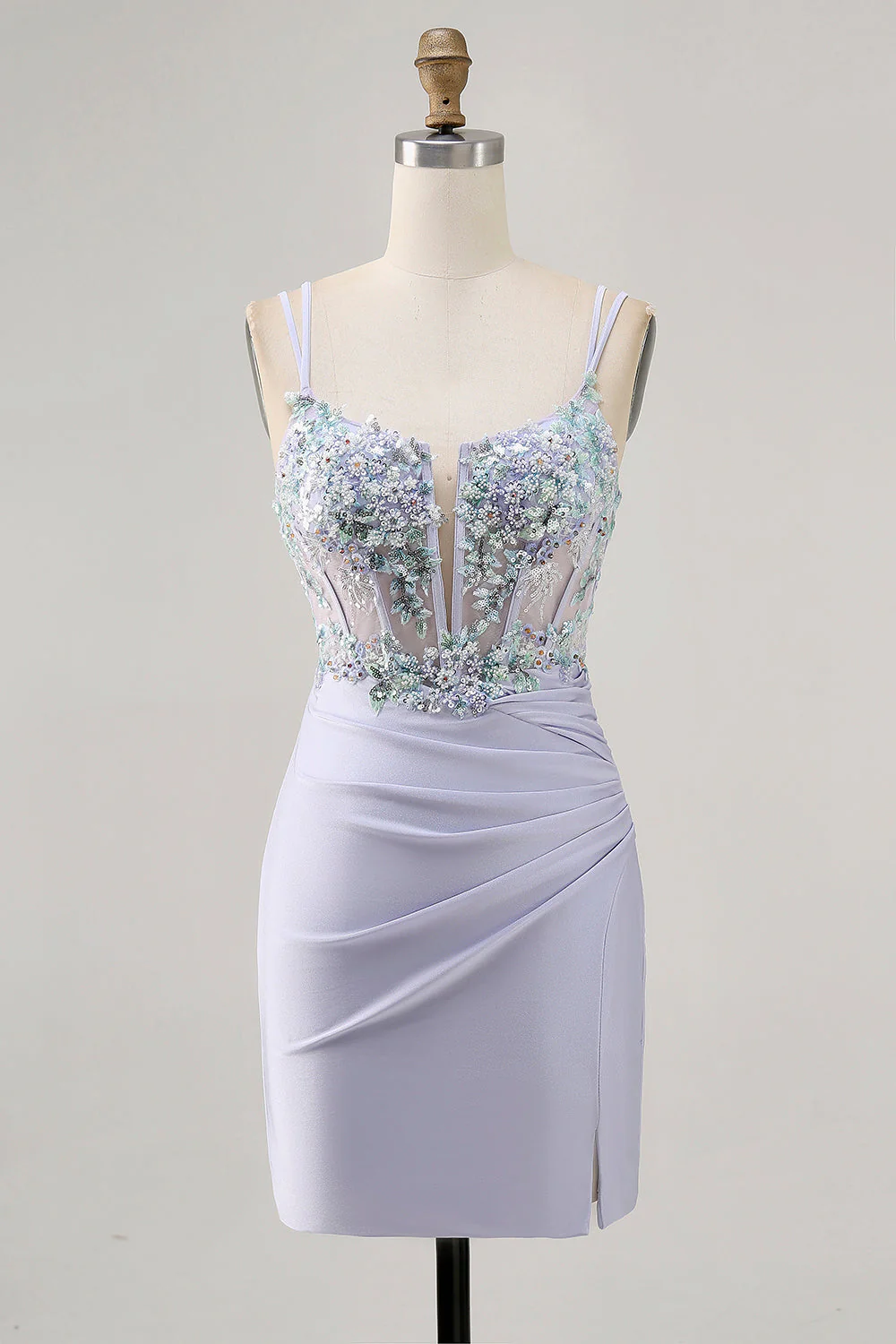 Corset lavande moulante paillettes Mini Robe de cocktail - Image 7