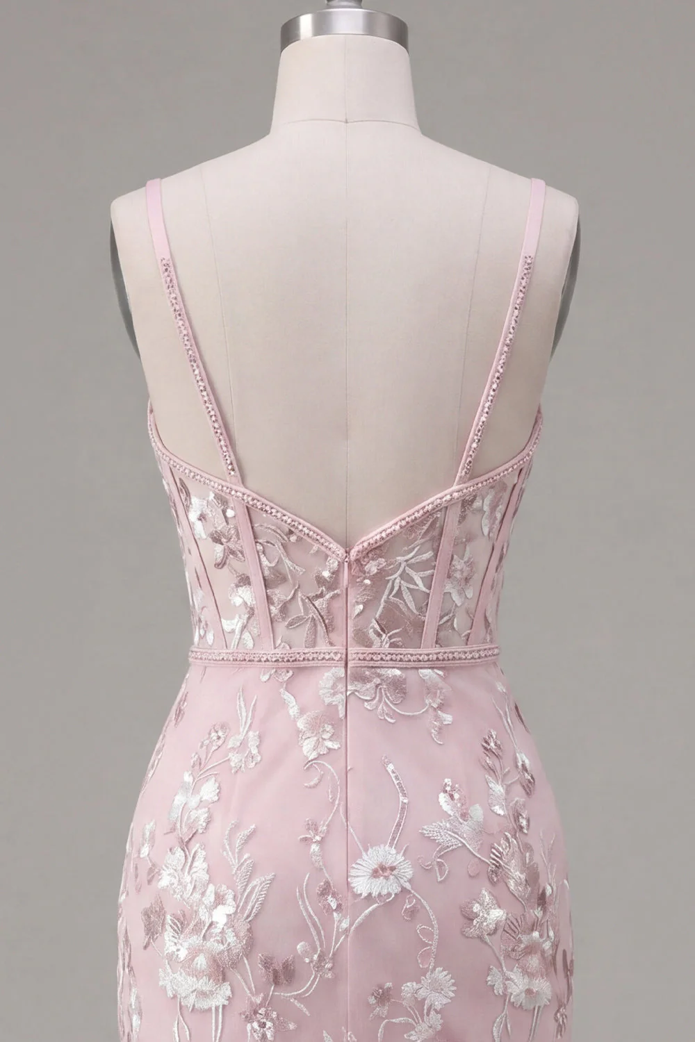 Corset rose bodycon bretelles fines robe florale de rentrée à la maison - Image 8