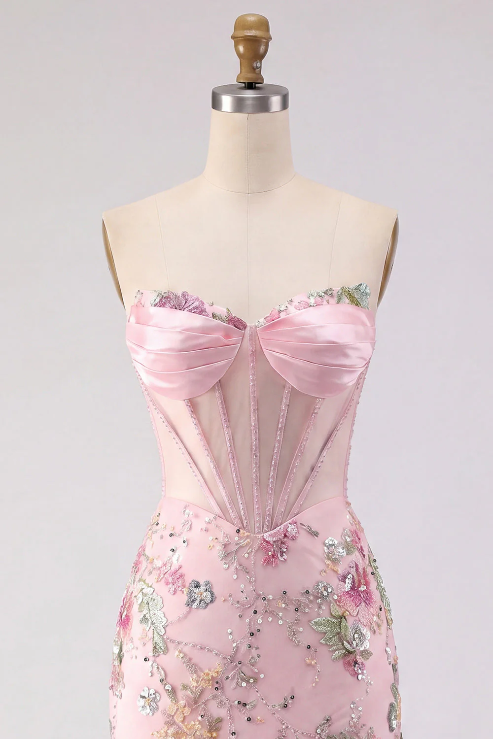 Corset rose fleuri à sequins Bodycon robe de rentrée à la maison - Image 7