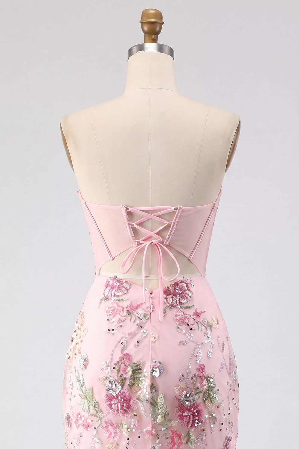 Corset rose fleuri à sequins Bodycon robe de rentrée à la maison - Image 8