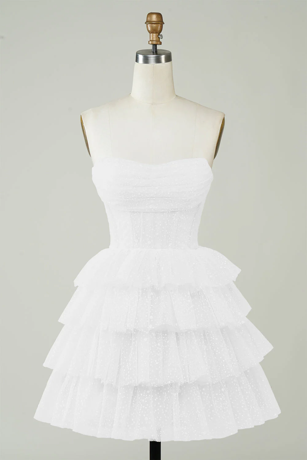Corset scintillant à plusieurs niveaux petite robe blanche