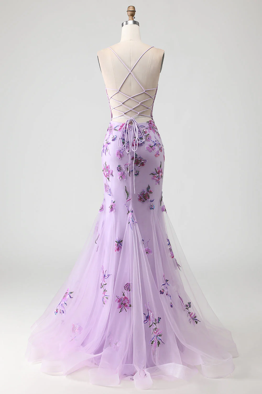 Corset Sirène à blush perlé et longue robe de bal grande taille avec paillettes - Image 8
