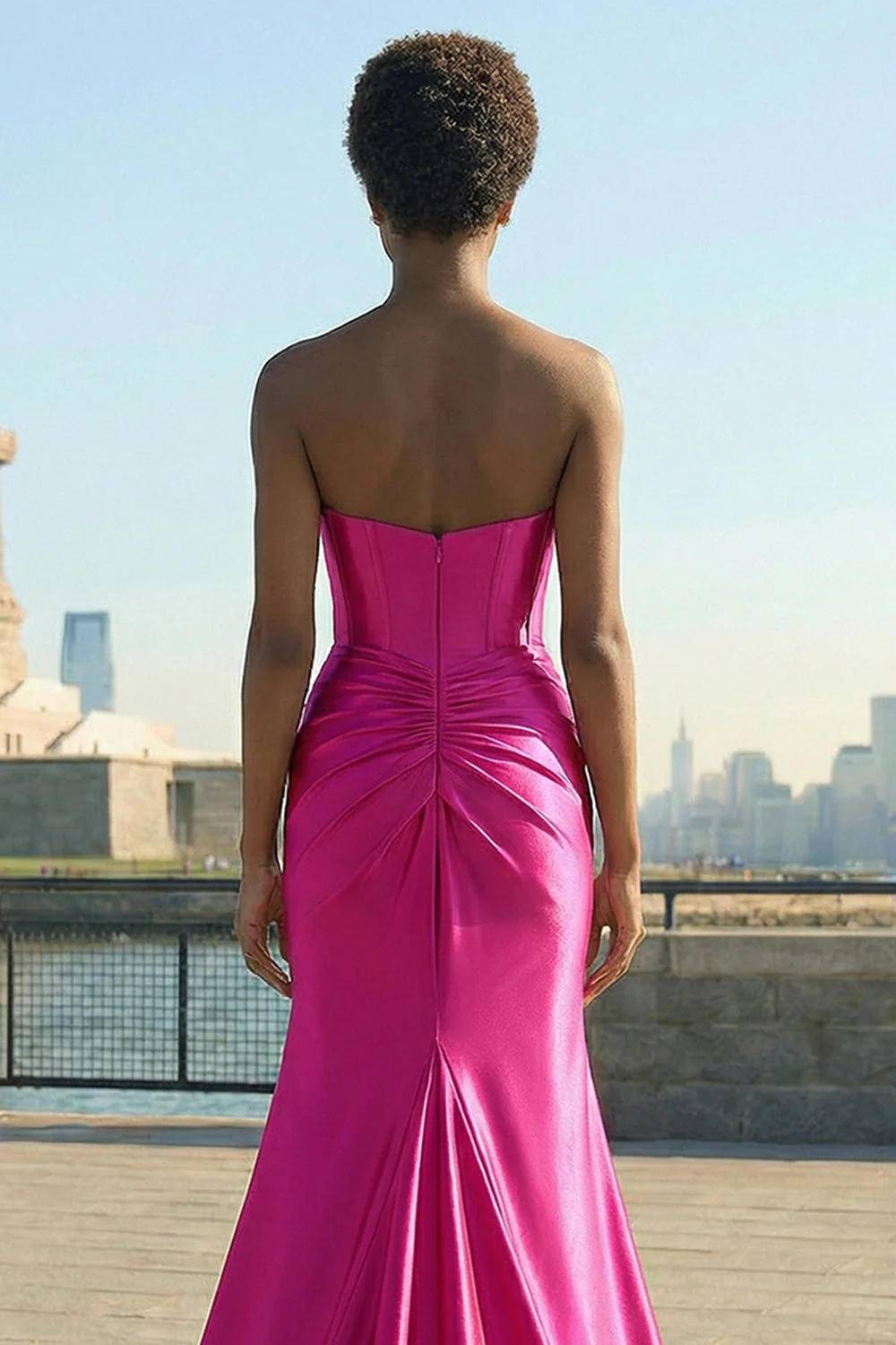 Corset Sirène Fuchsia Sweetheart Keyhole Longue robe de bal avec fente - Image 4