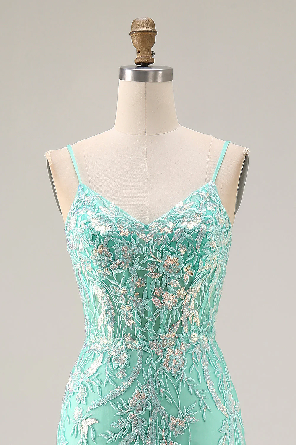 Corset sirène violet scintillant, paillettes, longue robe de bal avec des appliques en dentelle - Image 10