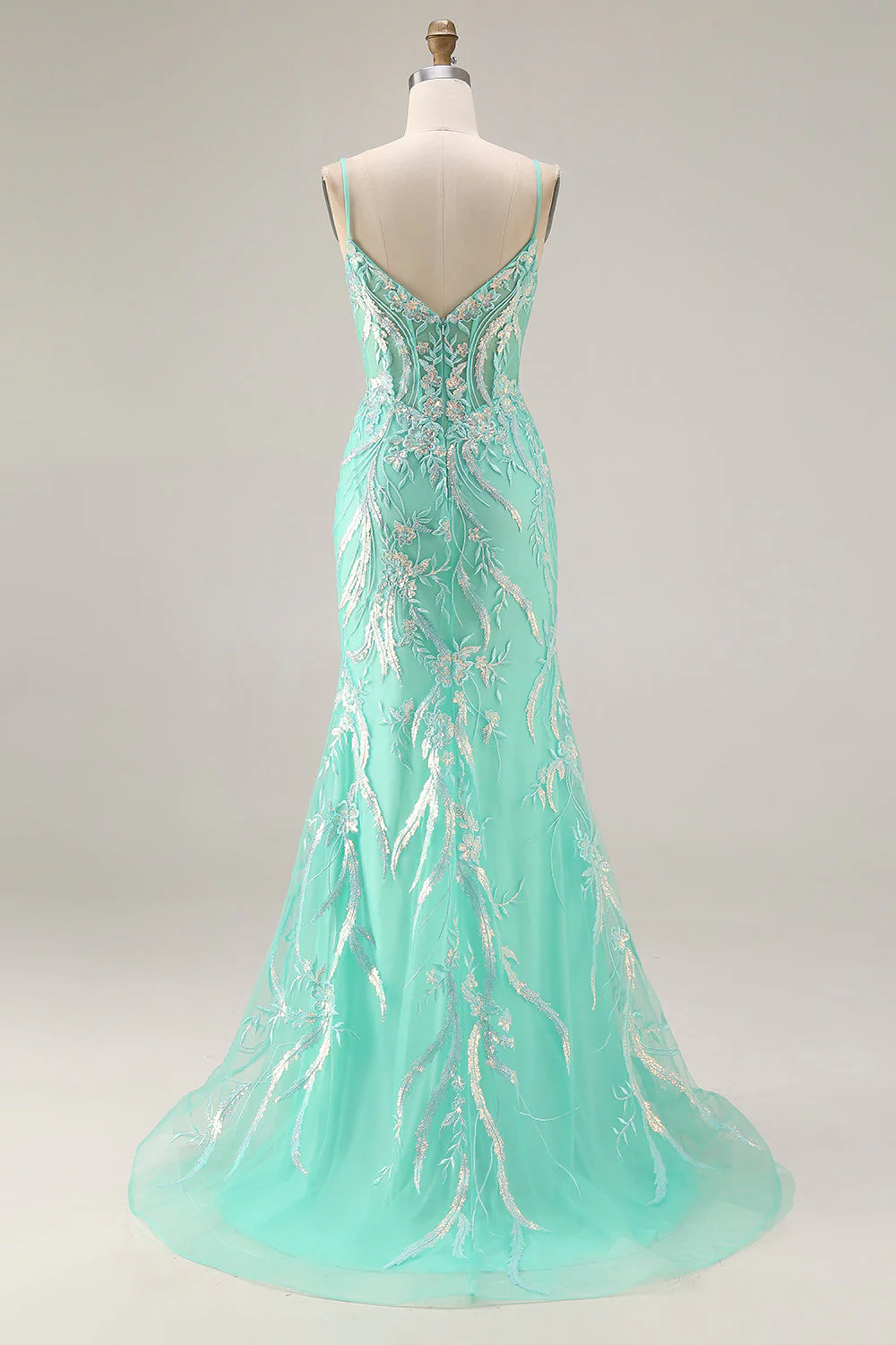Corset sirène violet scintillant, paillettes, longue robe de bal avec des appliques en dentelle - Image 8