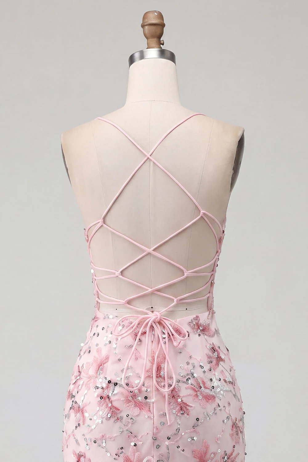 Corset transparent jaune bodycon, paillettes florales, robe courte de rentrée avec dentelle dans le dos - Image 12