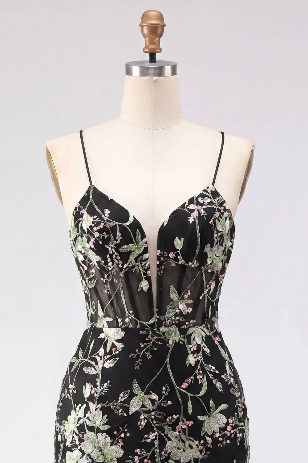 Corset transparent jaune bodycon, paillettes florales, robe courte de rentrée avec dentelle dans le dos - Image 17