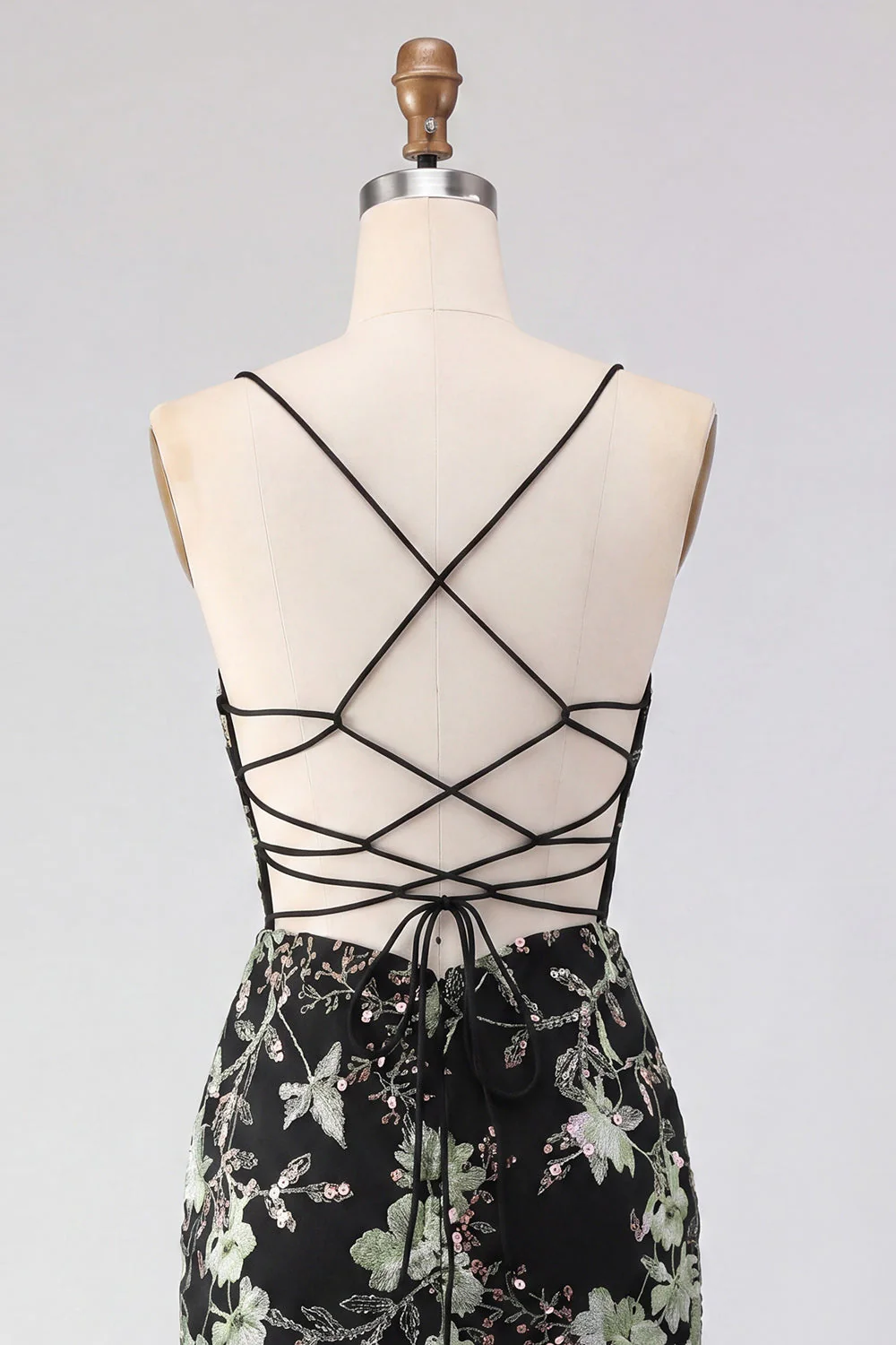 Corset transparent jaune bodycon, paillettes florales, robe courte de rentrée avec dentelle dans le dos - Image 18