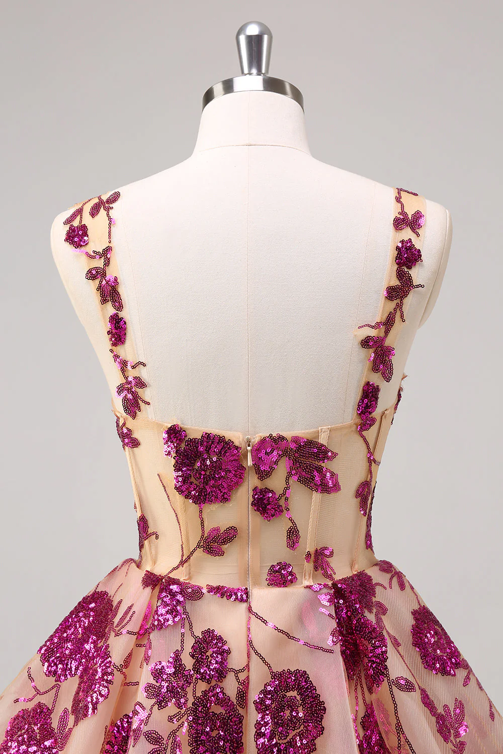 Corset trapèze blanc Robe De Cocktail fleurie de retour aux sources avec paillettes - Image 13