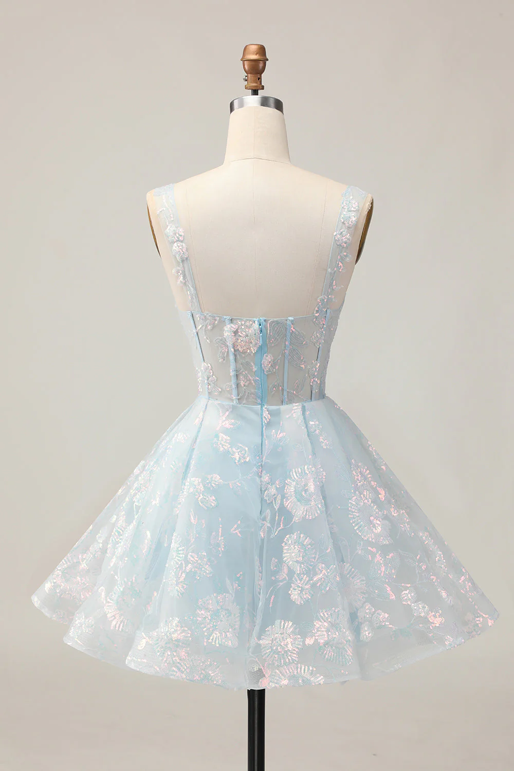 Corset trapèze blanc Robe De Cocktail fleurie de retour aux sources avec paillettes - Image 17