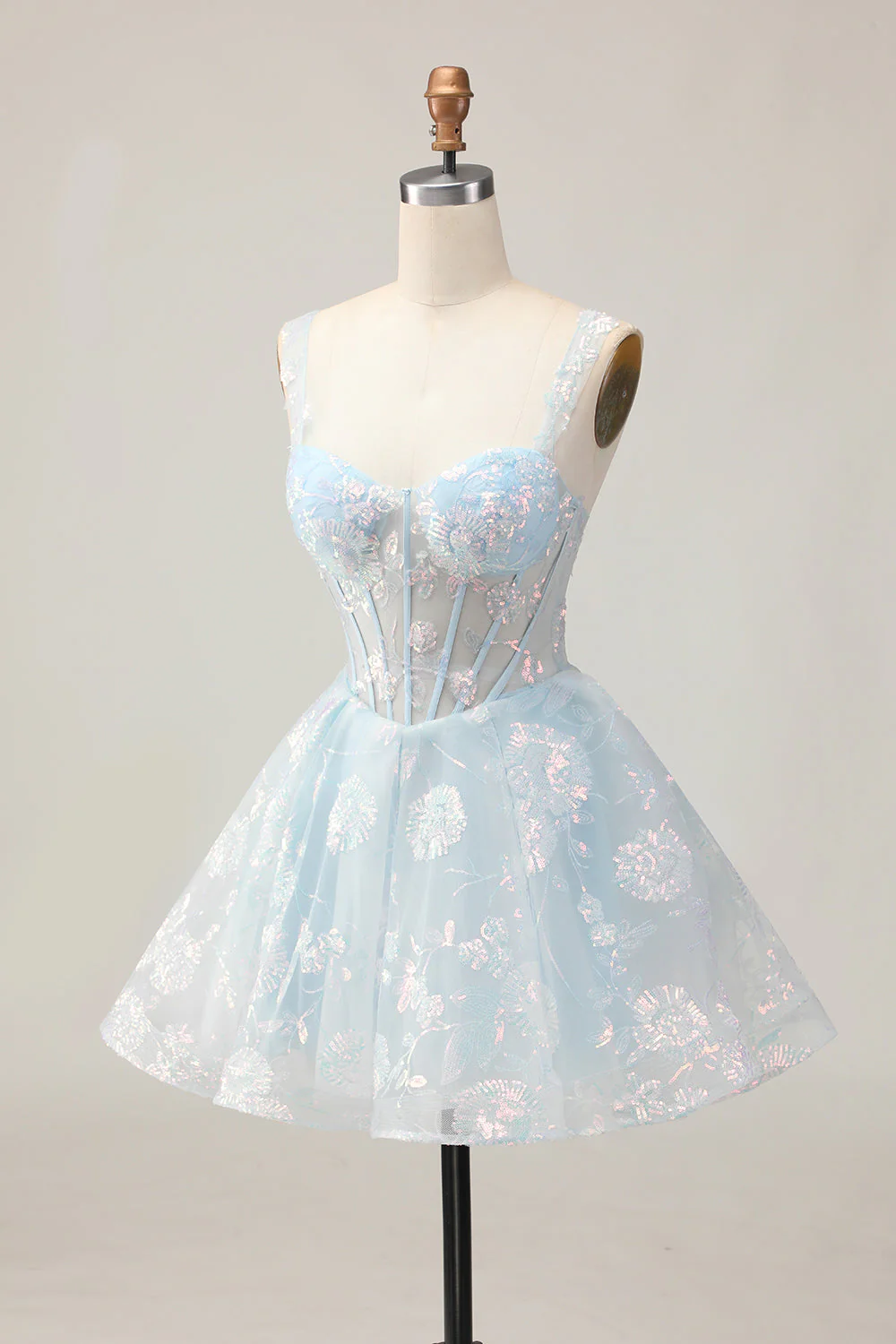 Corset trapèze blanc Robe De Cocktail fleurie de retour aux sources avec paillettes - Image 18