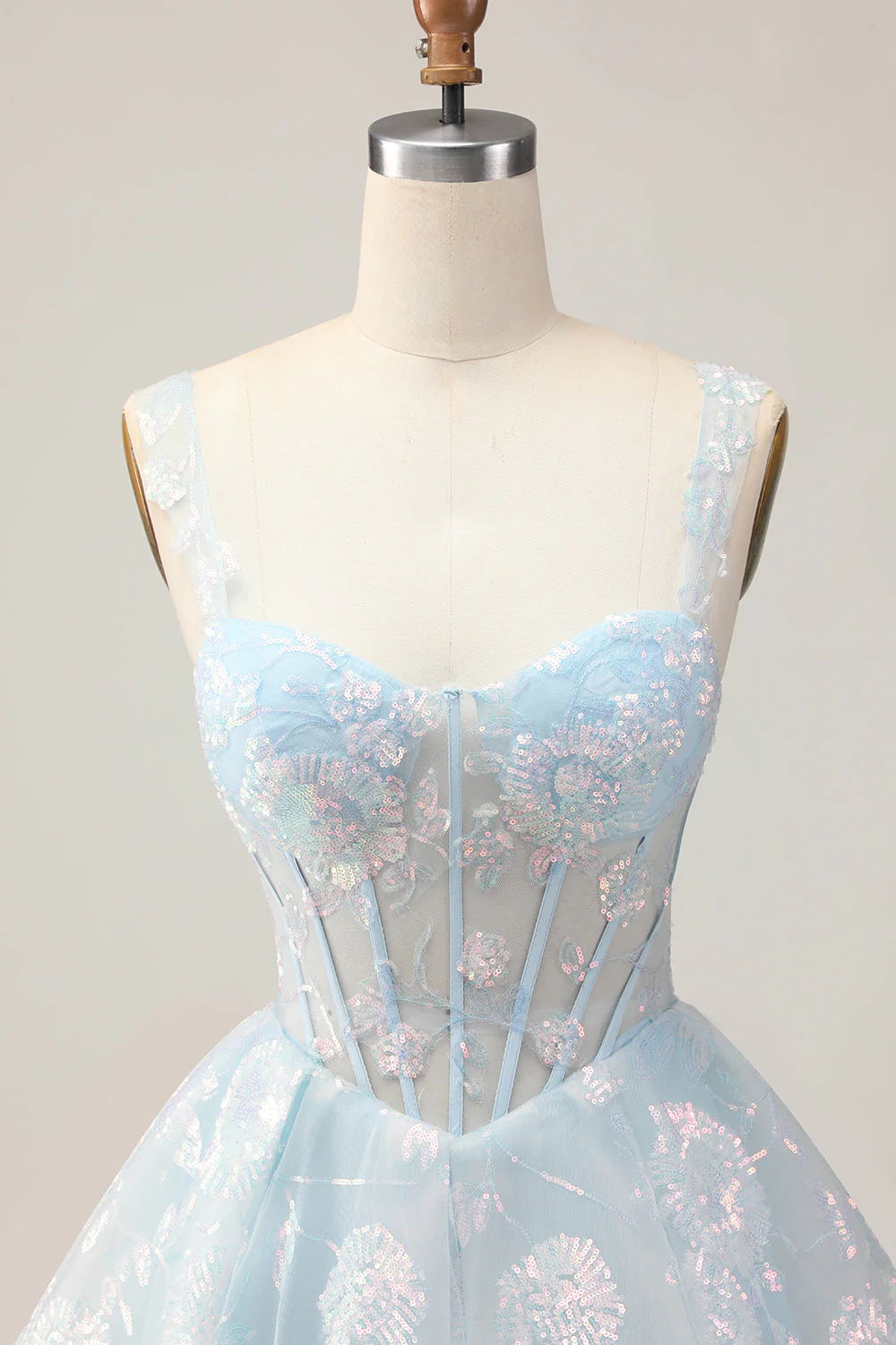 Corset trapèze blanc Robe De Cocktail fleurie de retour aux sources avec paillettes - Image 19